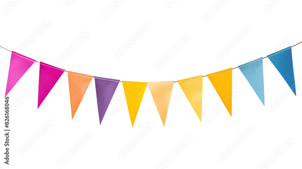 Multicolored bunting isolated on transparent white background, clipping path Multicolored bunting isolated on transparent white background, clipping path