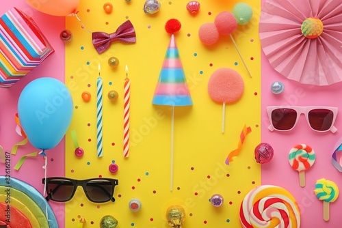 Wallpaper Mural Happy birthday party background with text and colorful tools Torontodigital.ca