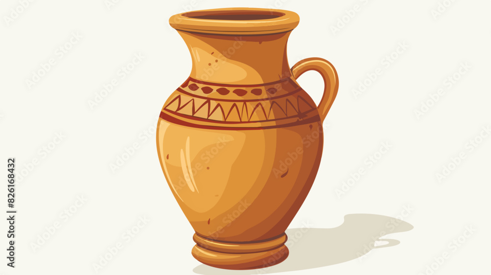 Old amphora. Clay vessel. Cartoon ancient vase Cartoon