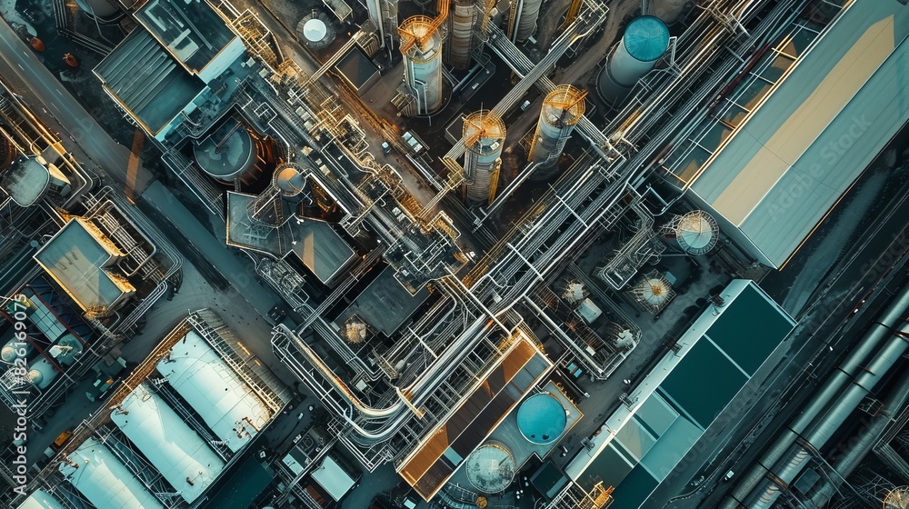 Modern industrial area aerial view and cloud computing concept. Communication network. INDUSTRY 4.0. Factory automation. Modern industrial area aerial view and cloud computing concept. Communication network. INDUSTRY 4.0. Factory automation.
