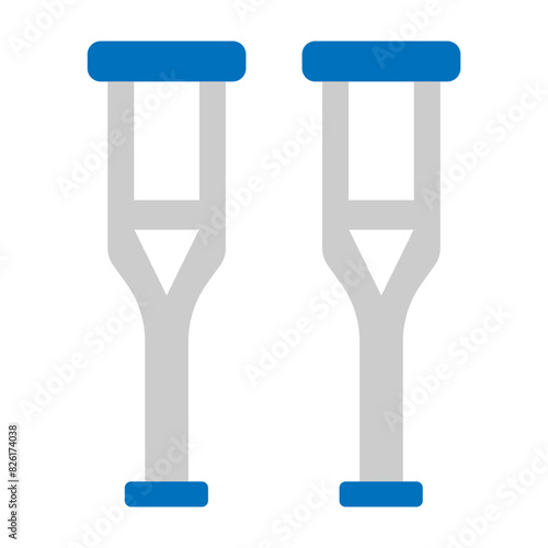 Crutches Flat Icon Design