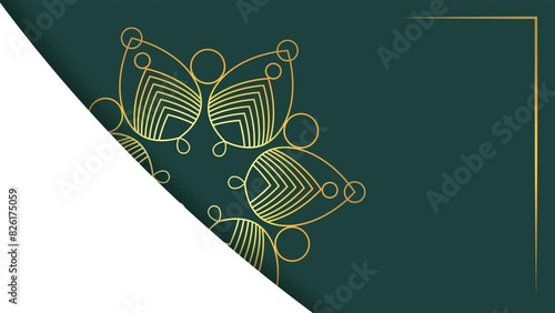 luxury golden mandala rotating on dark green background. Mandala motion for card, frame element, decoration background, invitation card. (ID: 826175059)