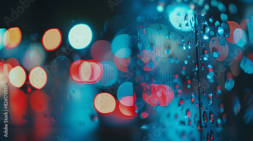 Capture a background with blurred city lights creating a bokeh effect, taken with a full-frame camera using a 50mm lens during night time, in a dreamy and ethereal style with a cinematic touch photo