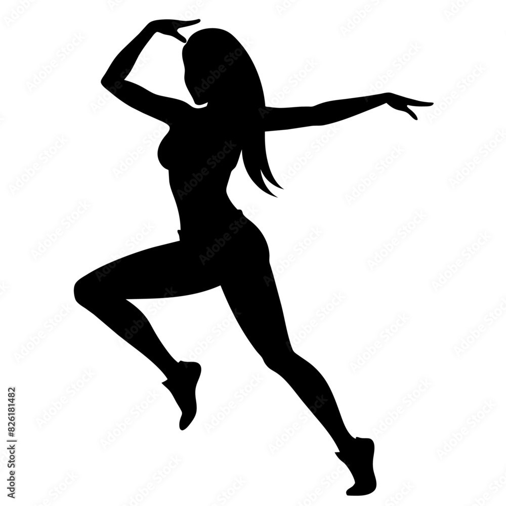 female dancing figure vector silhouette on a white background female dancing figure vector silhouette on a white background