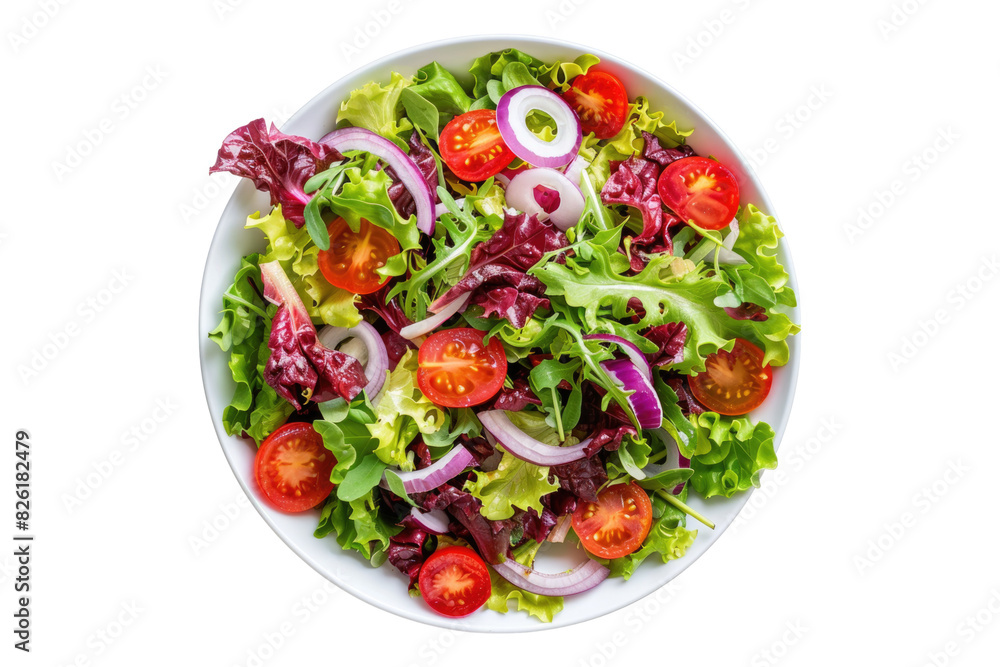 Fresh salad top view isolated on white background Fresh salad top view isolated on white background