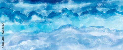 blue water background waves sky watercolor photo