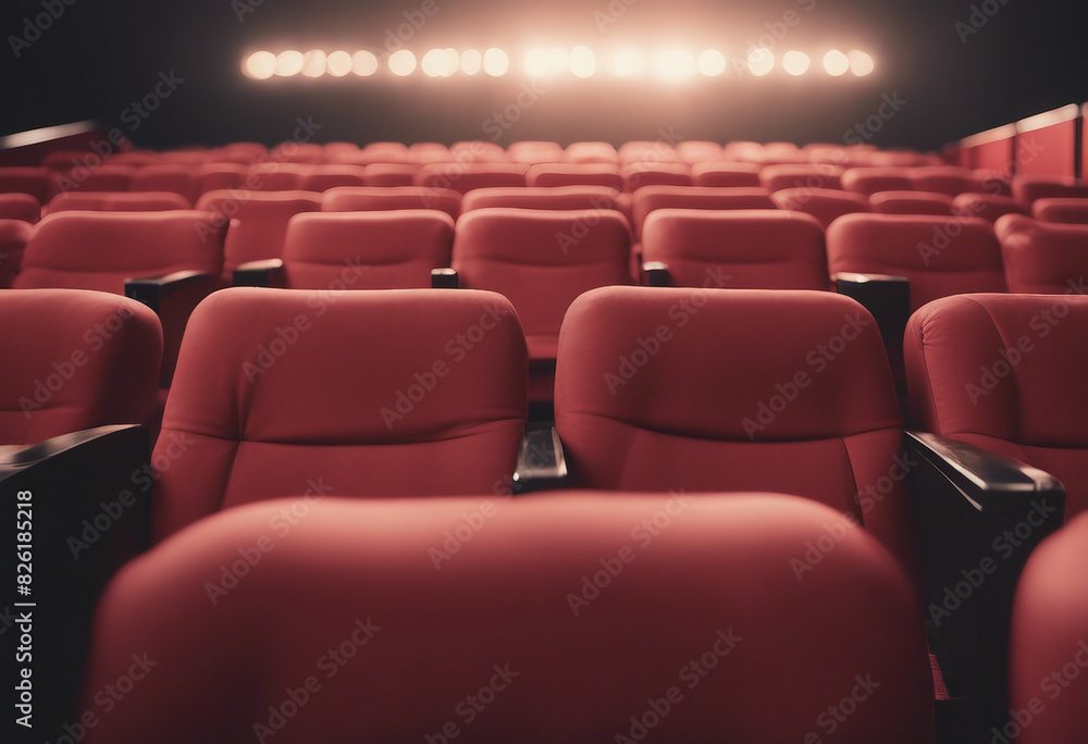 Row of empty red cinema seats Row of empty red cinema seats