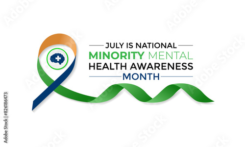 Minority Mental Health Awareness Month. Banner, poster, card and background design. vector illustration.