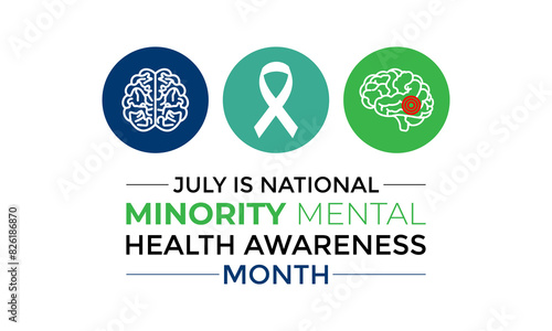 Minority Mental Health Awareness Month. Banner, poster, card and background design. vector illustration.