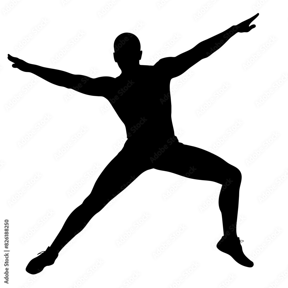 A man stretching the body vector silhouette white background A man stretching the body vector silhouette white background
