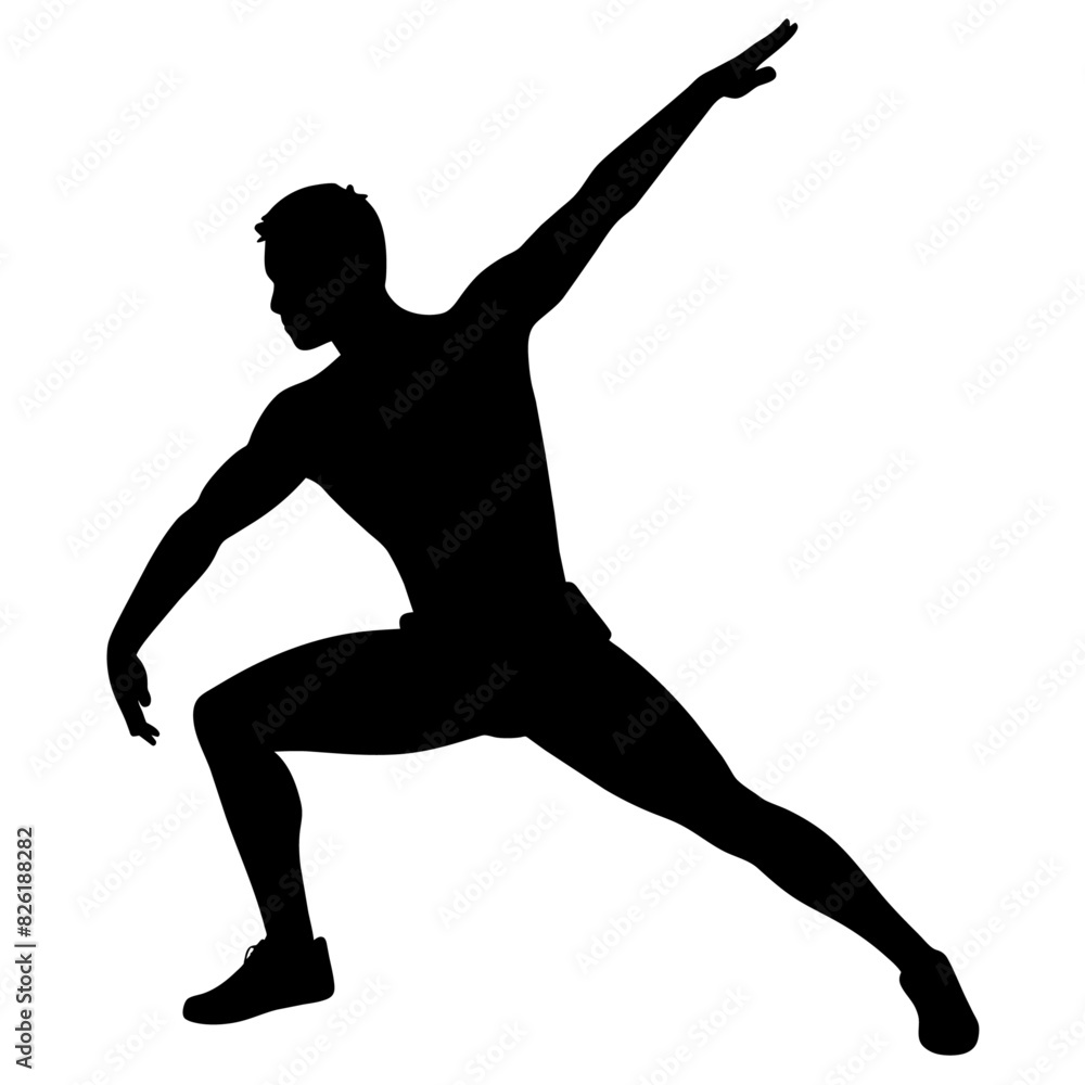 A man stretching the body vector silhouette white background A man stretching the body vector silhouette white background