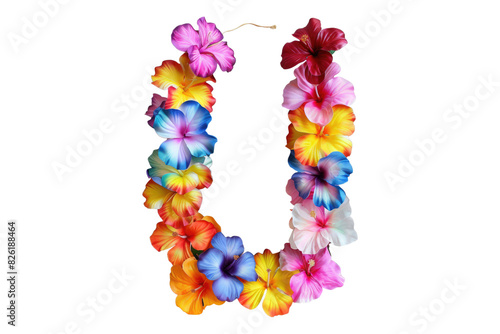 Hawaii garland of colorful flowers isolated on white background