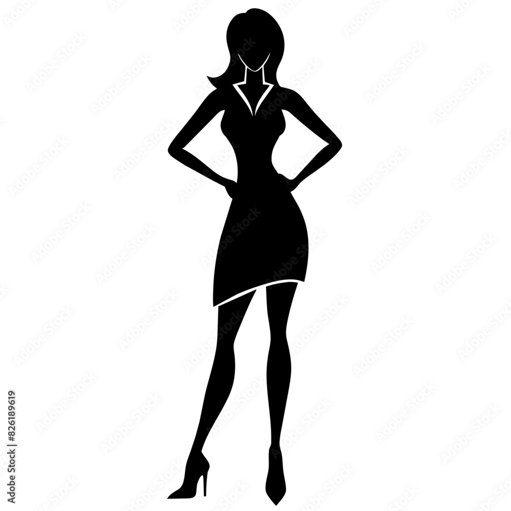 A Slim and sexy woman standing pose vector silhouette, stylish pose, white background A Slim and sexy woman standing pose vector silhouette, stylish pose, white background