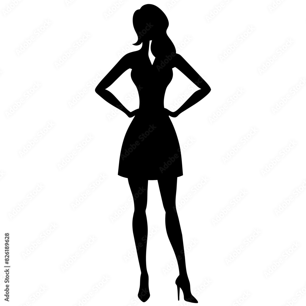 A Slim and sexy woman standing pose vector silhouette, stylish pose, white background A Slim and sexy woman standing pose vector silhouette, stylish pose, white background