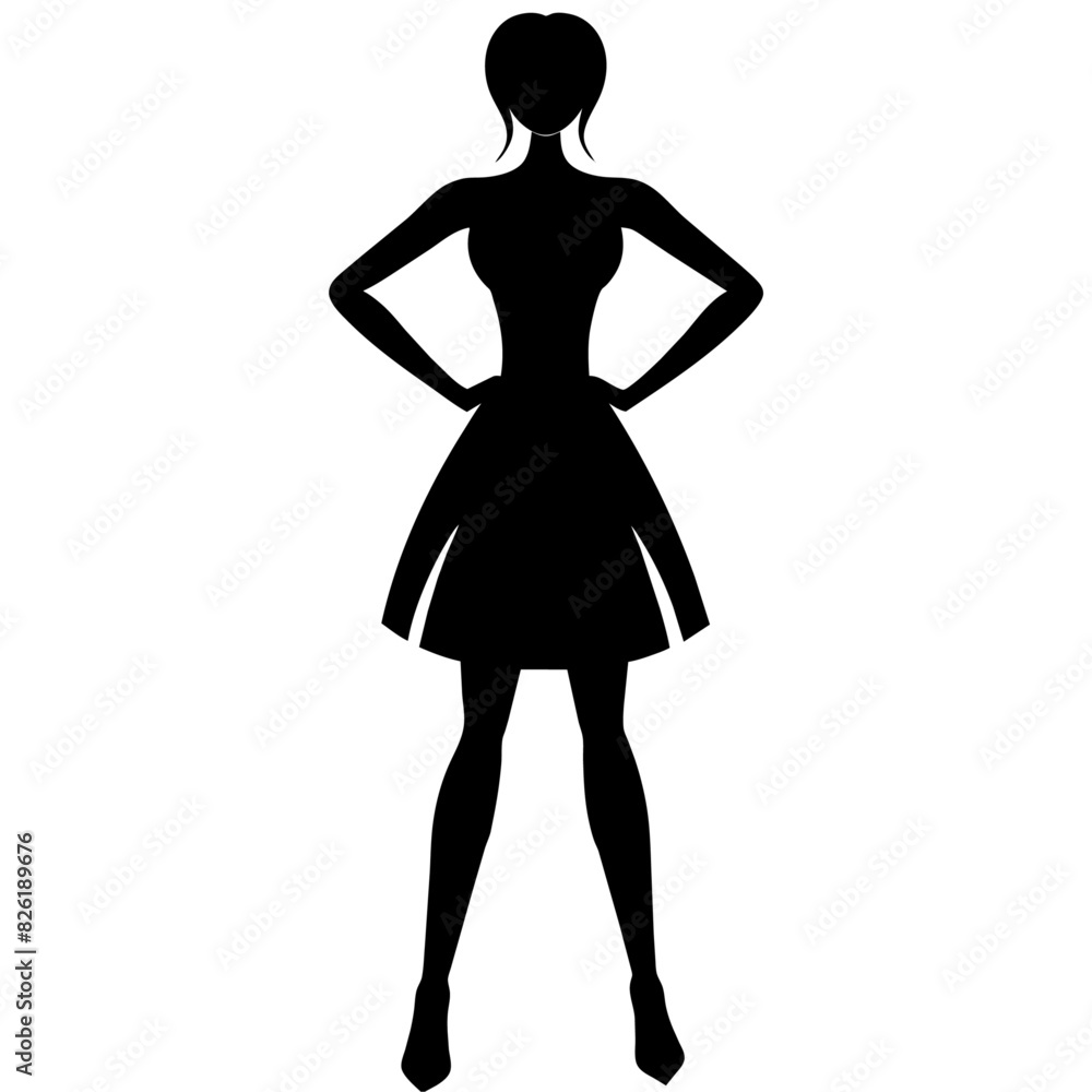 A Slim and sexy woman standing pose vector silhouette, stylish pose, white background A Slim and sexy woman standing pose vector silhouette, stylish pose, white background