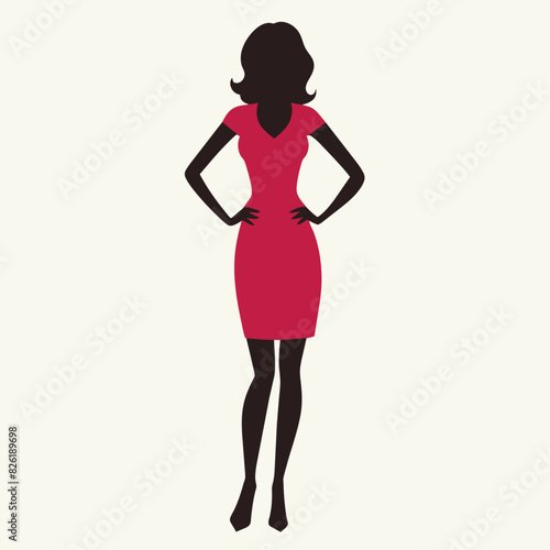 A Slim and sexy woman standing pose vector silhouette, stylish pose, white background