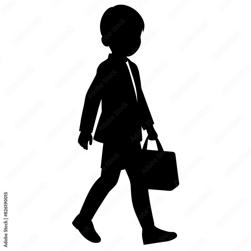a student boy going to school with school bag vector silhouette