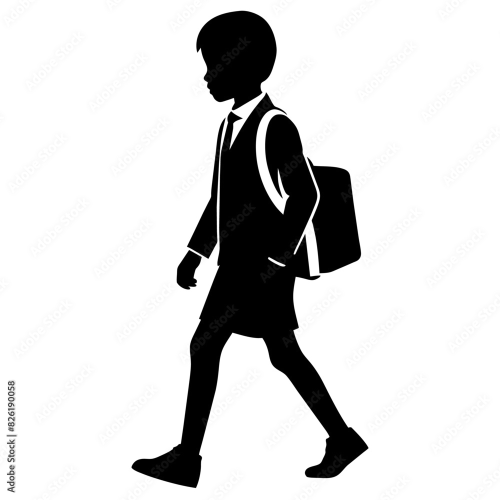 a student boy going to school with school bag vector silhouette a student boy going to school with school bag vector silhouette