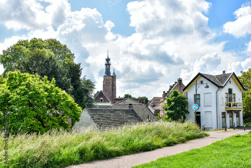 Zaltbommel.
The beautiful city silhouette with the tower of the Gasthuis can be seen from afar.
Zaltbommel, Bommelerwaard, Gelderland, Netherlands, Holland, Europe.