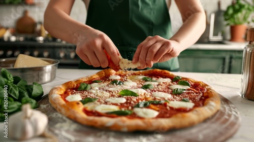 The homemade pizza preparation