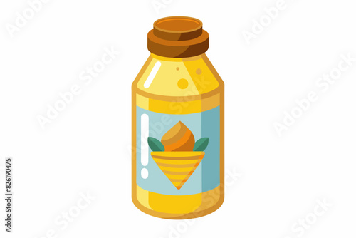 Honey Milk with Turmeric Bottle Illustration. An illustration of a bottle of honey milk with turmeric, highlighting its refreshing and healthy attributes, ideal for beverage and health themes