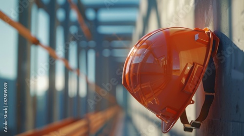 The orange construction helmet