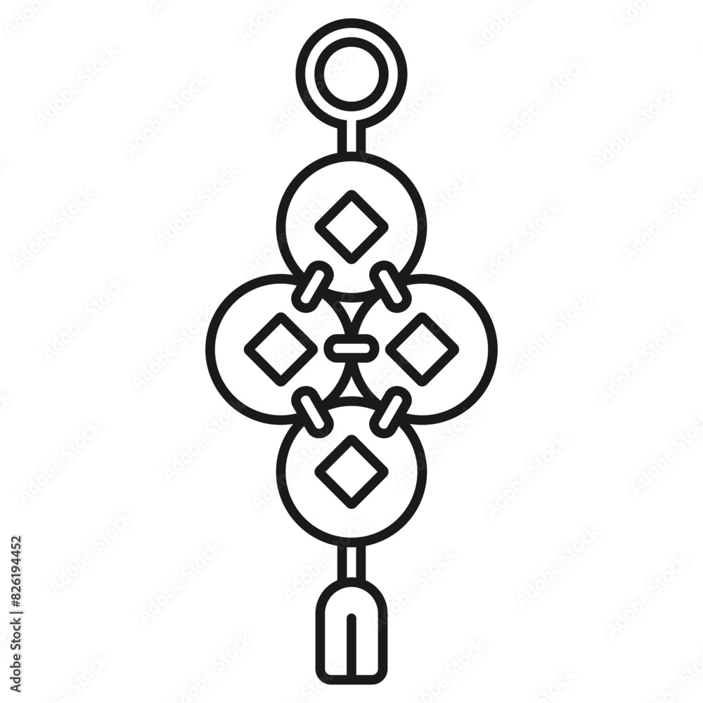 Chinese New Year Amulets Icon With Outline Design Style