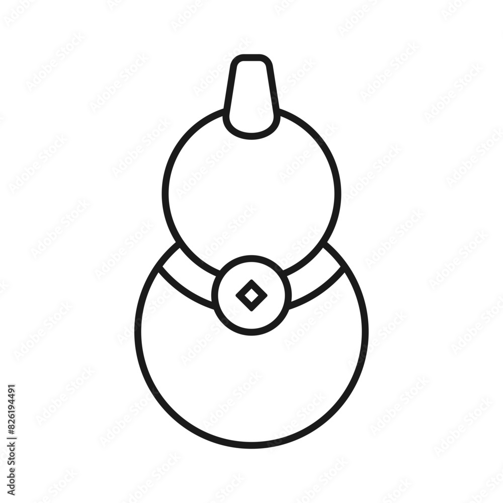 Chinese New Year Calabash Icon With Outline Design Style Chinese New Year Calabash Icon With Outline Design Style