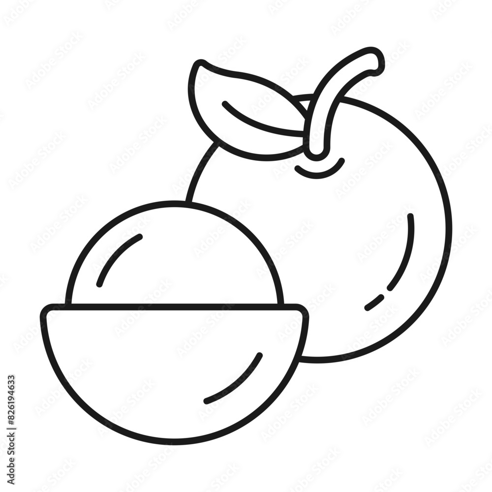 Chinese New Year Lychees Icon With Outline Design Style Chinese New Year Lychees Icon With Outline Design Style