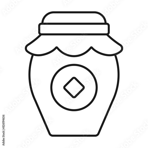 Chinese New Year Wine Barrel Icon With Outline Design Style