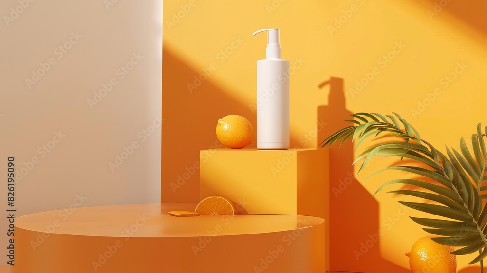 podium with sunscreen for ads. National Sunscreen Day podium with sunscreen for ads. National Sunscreen Day