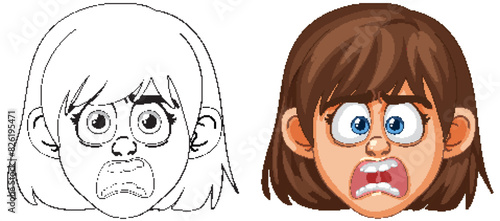 Illustration of a girl with a shocked expression