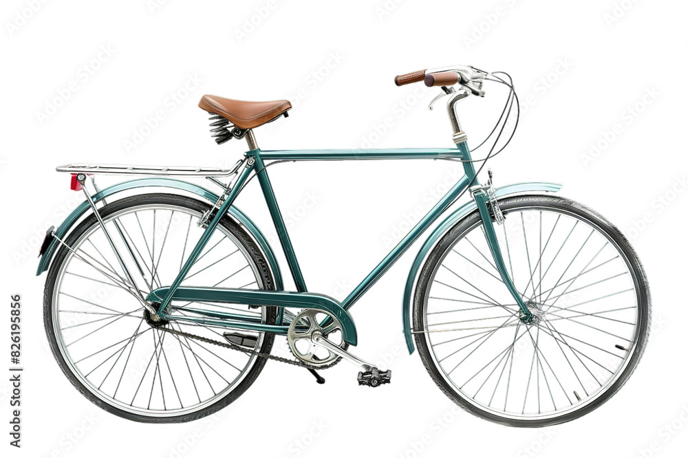 Obraz premium Vintage green bicycle isolated on transparent background