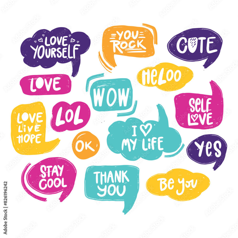 Set of speech bubbles with love quotes Set of speech bubbles with love quotes