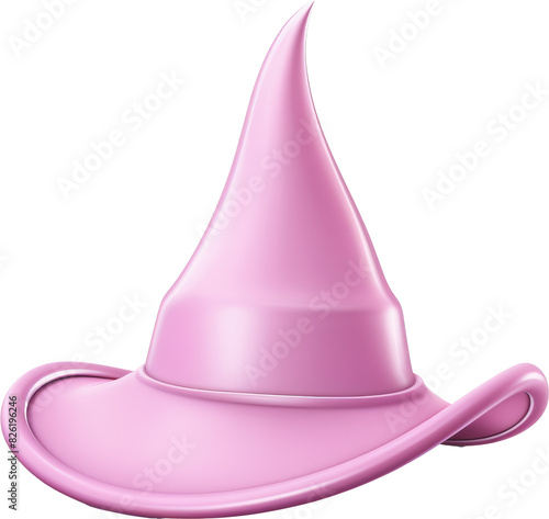 pastel fantasy pink witch hat isolated on white or transparent background,transparency 