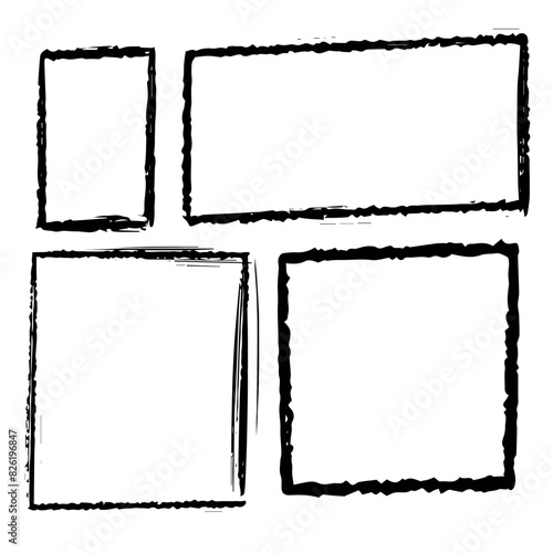 Wallpaper Mural Hand drawn grunge geometric frame such as square, rectangle. Abstract geometric figure Torontodigital.ca
