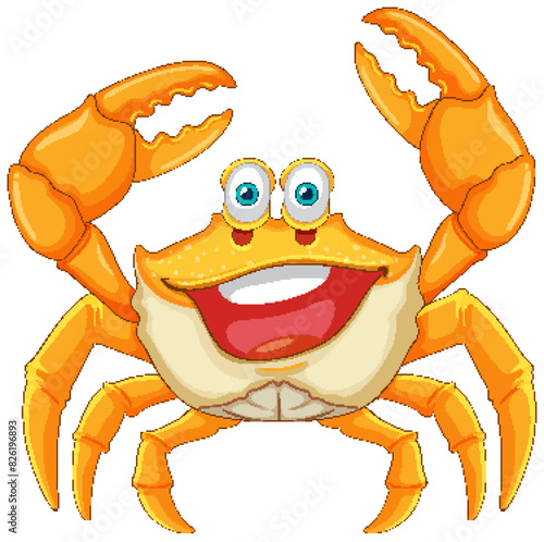 Smiling crab with raised claws
