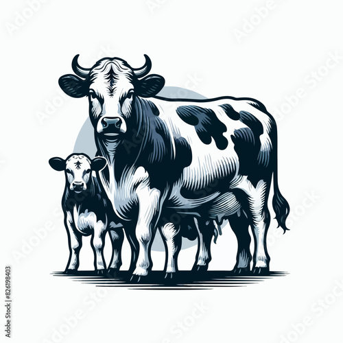beef cattle to be sacrificed or qurban on Eid al Adha Mubarak illustration