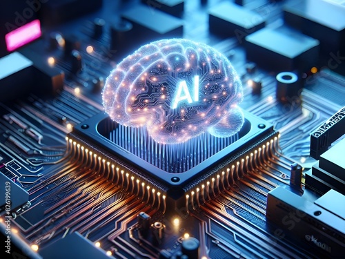 Processorbased Electronic Brain Artificial Intelligence Concept Microcircuits The Passage Of An Electric Impulse, generative AI