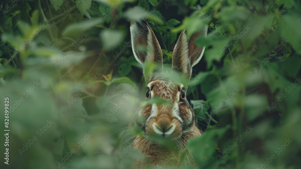 A hare hiding from predators. 
