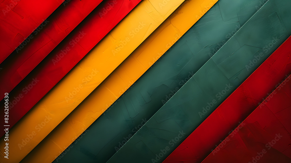 Obraz premium red yellow visual composition featuring dark green background