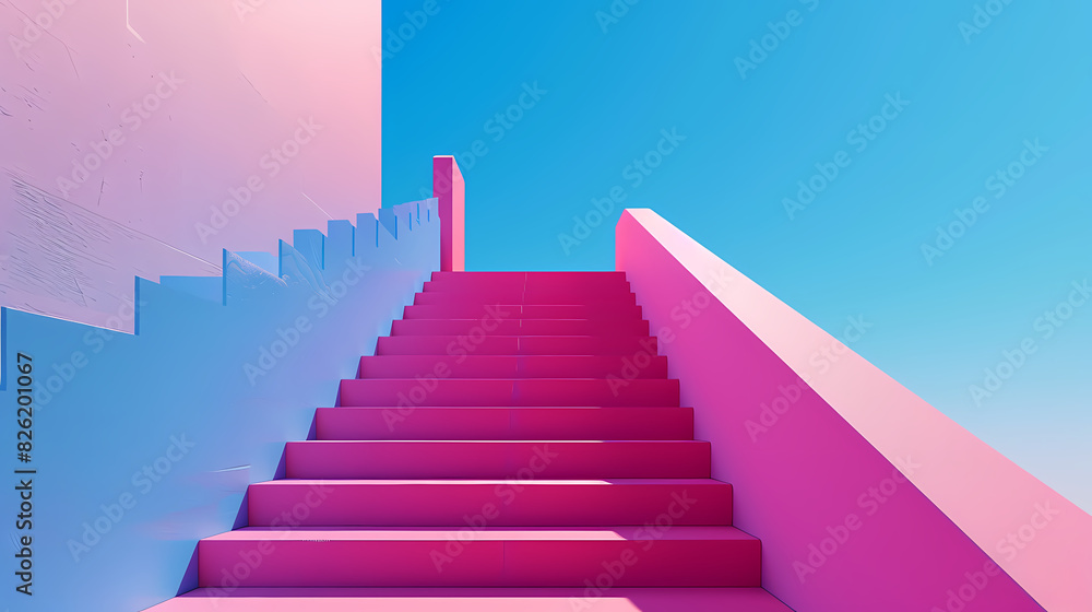 Staircase building with gradient background Staircase building with gradient background