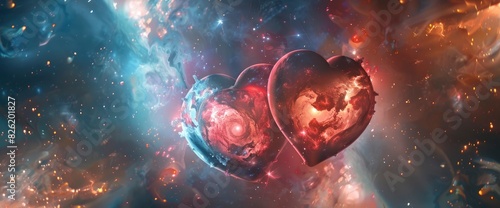 The Fusion Of Two Hearts In An Abstract Galaxy  Abstract Background Images