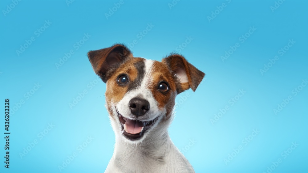 Adorable Dog Portrait Against a Blue Background