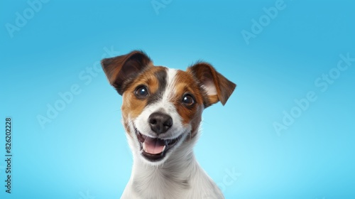 Adorable Dog Portrait Against a Blue Background © Darcraft