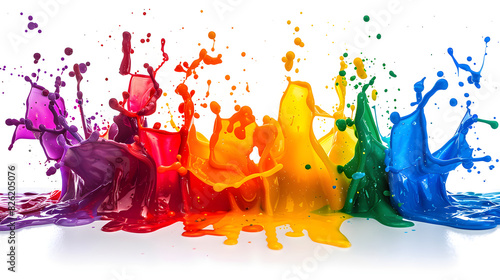 colorful wild color splash isolated on white background photo