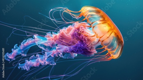 A jellyfish pulsating in the ocean. © Chhayny