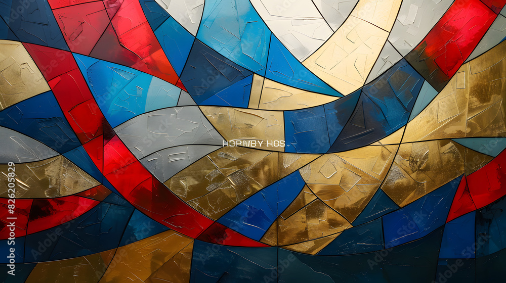 Fototapeta premium blue red gold geometric elegant and modern artwork featuring abstract