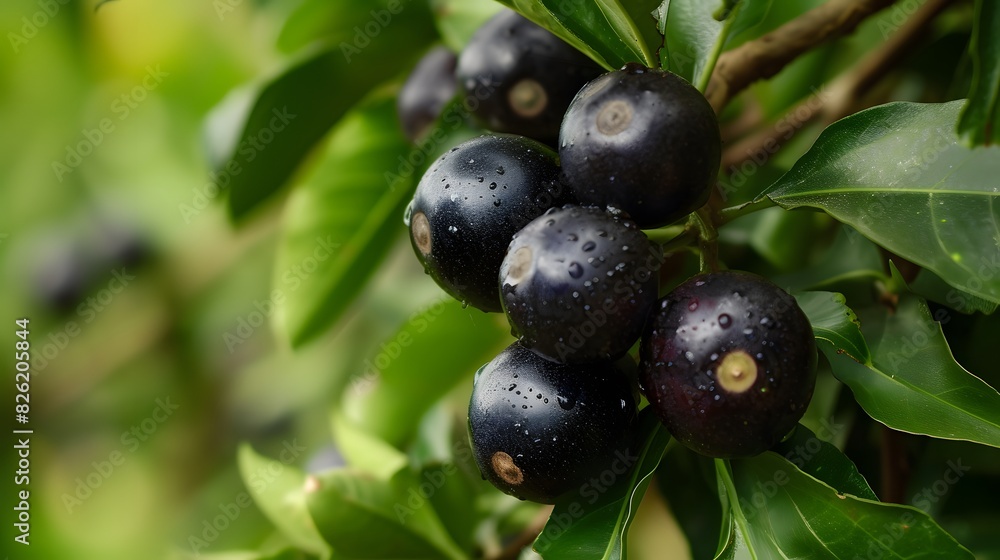 Bunch of ripe jamun on a branch Bunch of ripe jamun on a branch