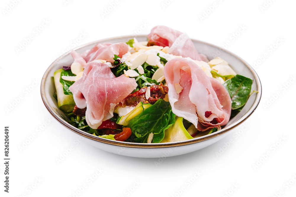 Fresh italian salad with prosciutto and parmesan Fresh italian salad with prosciutto and parmesan